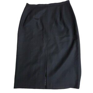 Talbots Black Stretch Wool Front Slit Straight Skirt - Size 10